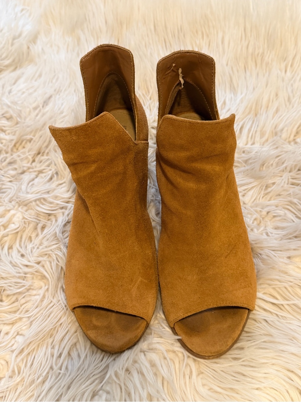 Steve Madden Women's Open-Toe Suede Ankle Booties - Tan Camel